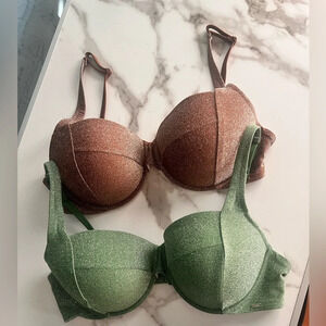 Bundle Deal Womens Victoria Secret Pink glitter bikini tops size XXl plus size